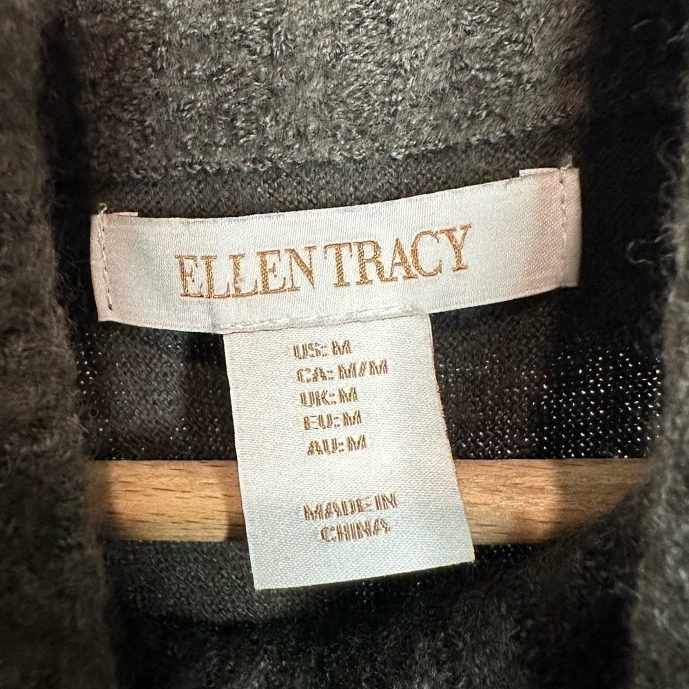 Ellen Tracy Merino Wool Buckle Sweater Cowl Neck Green Size M Old Money - Picture 10 of 12